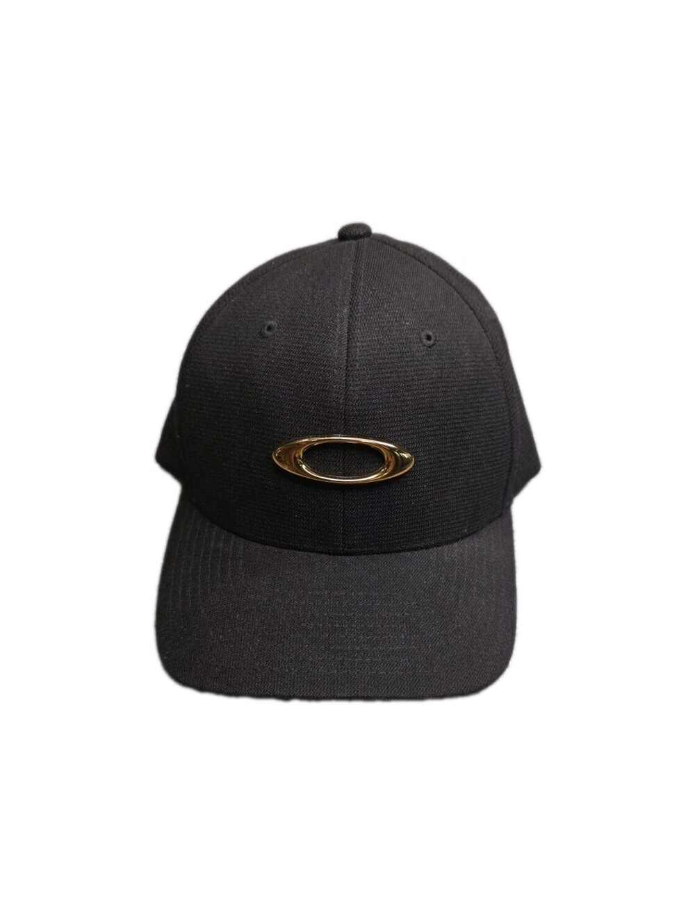 Oakley Tincan Cap Hat Black Gold Metal Ellipse Logo Men's Size S/M Flexfit